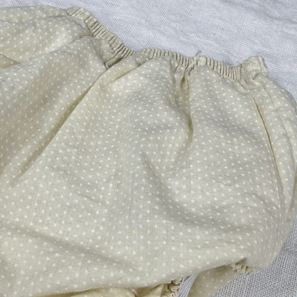 Baby Bloomers 0-3 Mos Butter Yellow White Polka Dot Ruffle Vintage Cottagecore